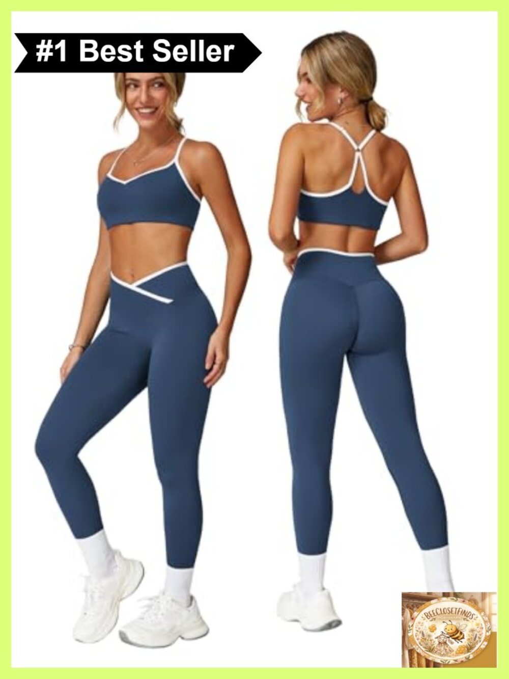 Women's 2-Piece Workout Set Strappy Sports Bra High Waist Leggings